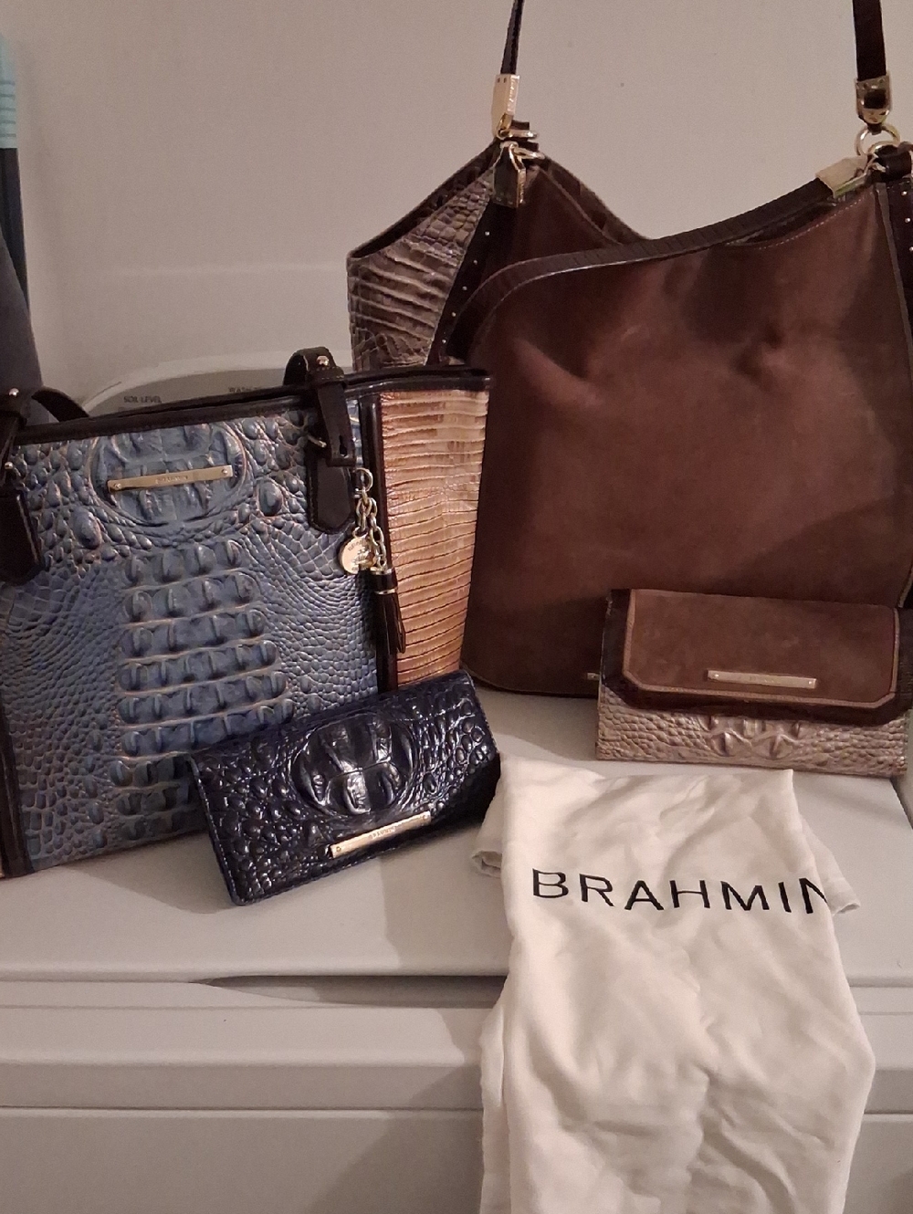2! BRAHMIN TOTE/ SHOULDER BAGS+ 2 Wallets & Lrg DUSTER Combo